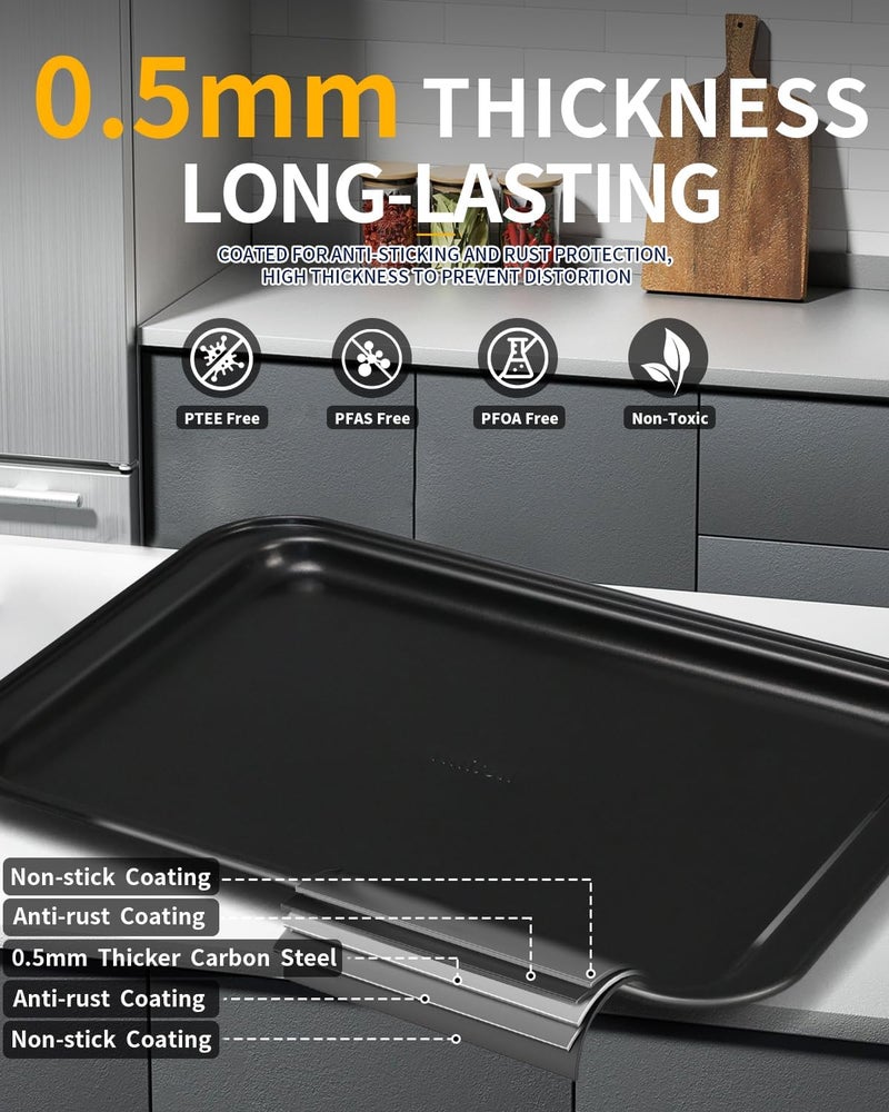 Ymiton Nonstick Baking Pans Set, 19 PCS Stackable Bakeware Sets, Oven Pan Set Includes Baking Tray, Cookie Sheet, Cake Pans, Loaf Pan, Muffin Pan, Silicone Cups - Image 4